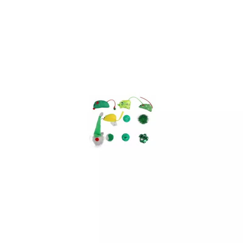 AFP Glædelig Jul Gavesok Grøn med legetøj til kat