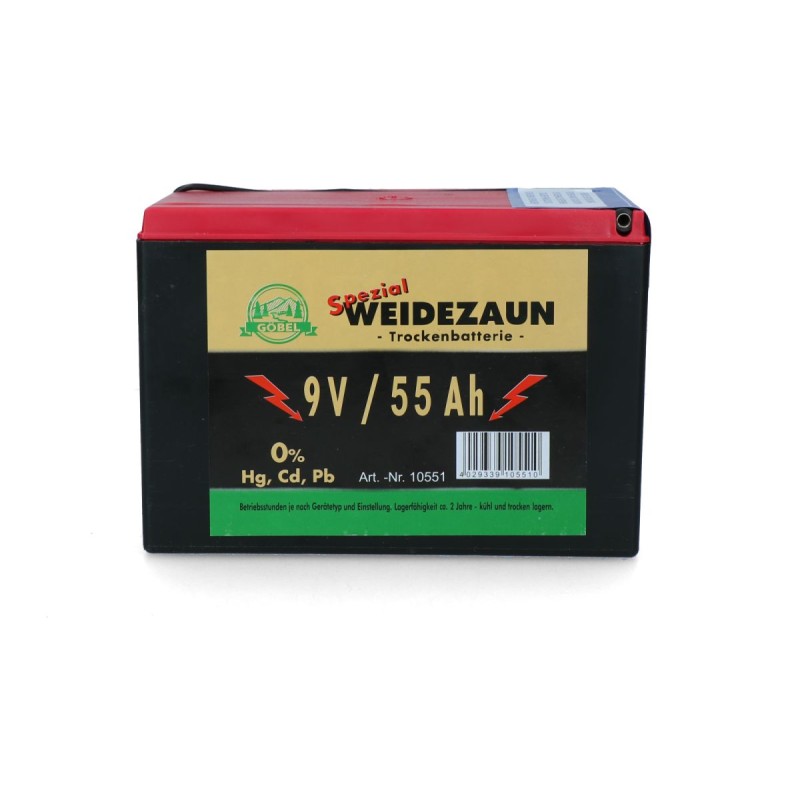 Batteri tørt til hestehegn 9V/55Ah 