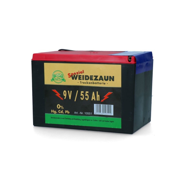 Batteri tørt til hestehegn 9V/55Ah 
