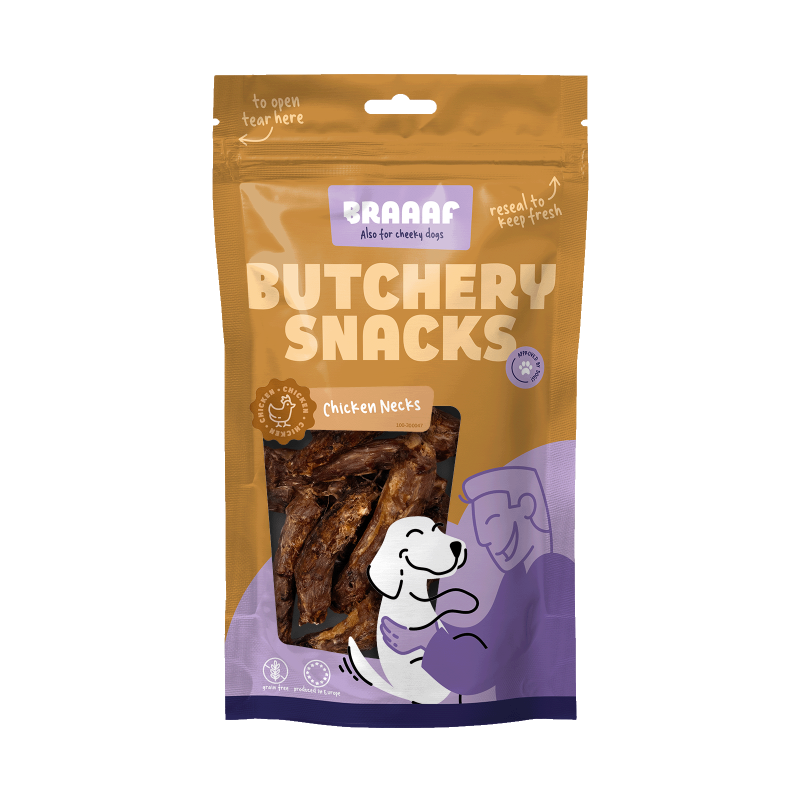 Braaaf Slagtersnacks Kyllingehalse 125 g Braaaf Slagtersnacks Kyllingehalse 125 g