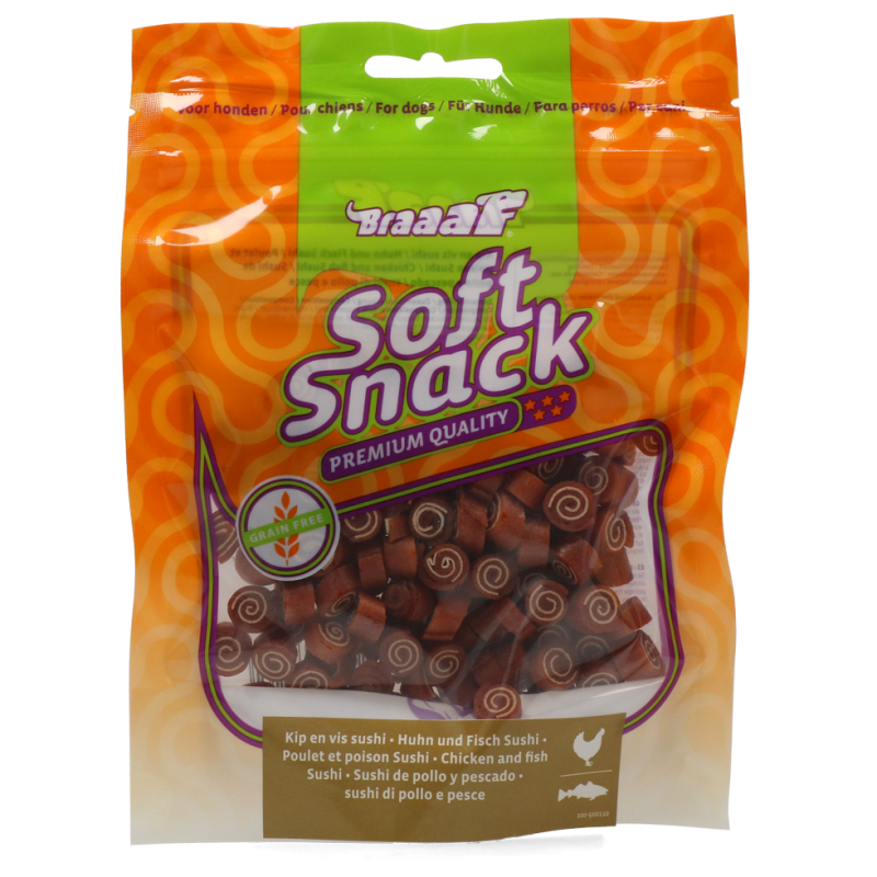 Braaaf Blød snacksushi - Kylling og fisk Braaaf Blød snacksushi - Kylling og fisk