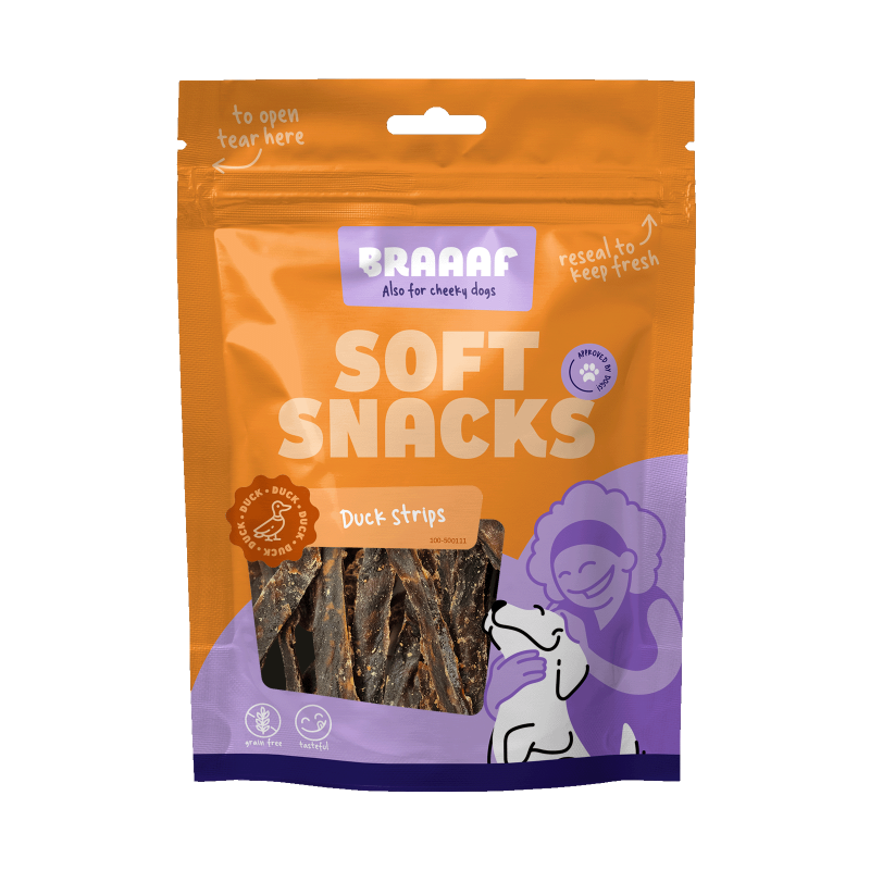 Braaaf Bløde snacks med andestrimler Braaaf Bløde snacks med andestrimler