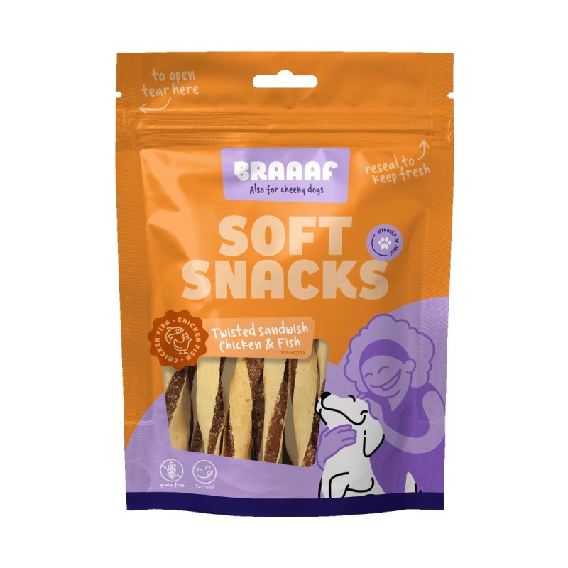 Soft Snack Twisted Sandwich - Kylling Kornfri Braaaf Hundegodbidder