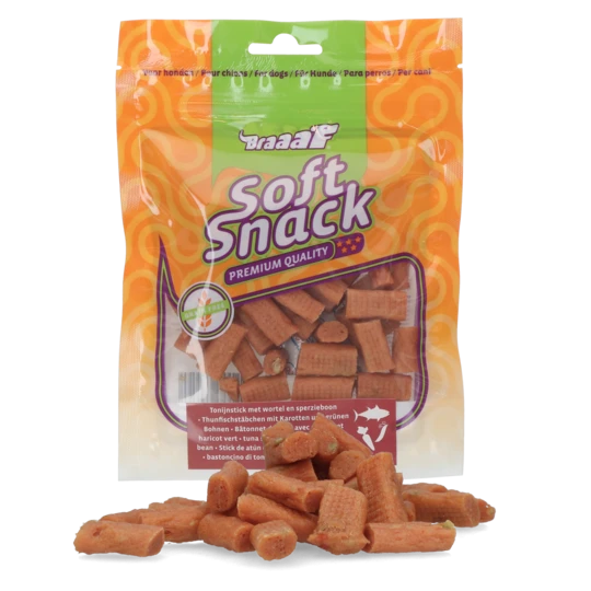 Soft Snack Tun stick med gulerod og grønne bønner Glutenfri Braaaf Hundegodbidder