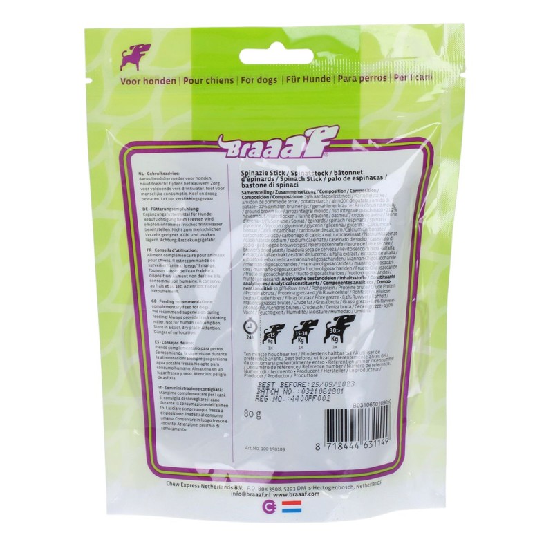 Vegansk snackspinatpind - Glutenfri Braaaf Hundegodbidder Vegansk snackspinatpind - Glutenfri Braaaf Hundegodbidder