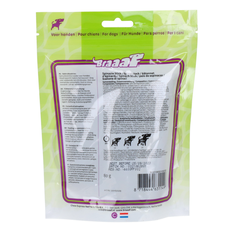 Vegansk snackspinatpind - Glutenfri Braaaf Hundegodbidder Vegansk snackspinatpind - Glutenfri Braaaf Hundegodbidder