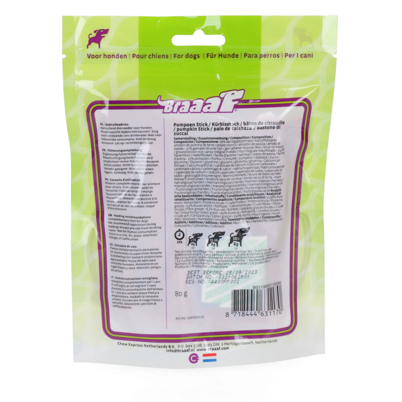 Braaaf Vegansk Snack Græskarpind - 12 cm Braaaf Vegansk Snack Græskarpind - 12 cm
