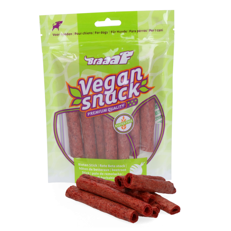 Vegansk snack-rødbedestang - Glutenfri Braaaf Hundegodbidder Vegansk snack-rødbedestang - Glutenfri Braaaf Hundegodbidder