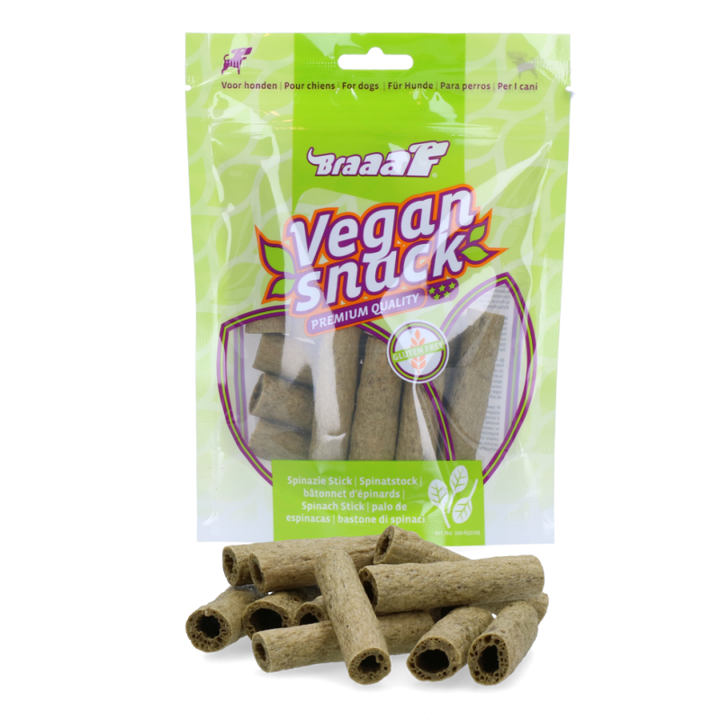 Vegansk snackspinatstang - Glutenfri Braaaf Hundegodbidder Vegansk snackspinatstang - Glutenfri Braaaf Hundegodbidder