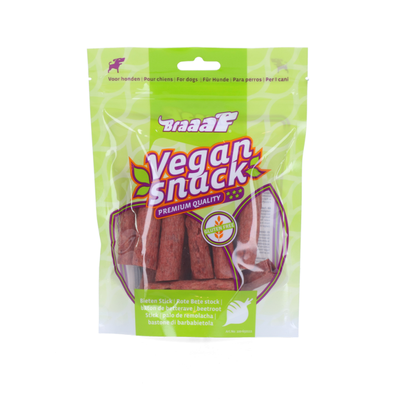 Vegansk snack-rødbedestang - Glutenfri Braaaf Hundegodbidder Vegansk snack-rødbedestang - Glutenfri Braaaf Hundegodbidder