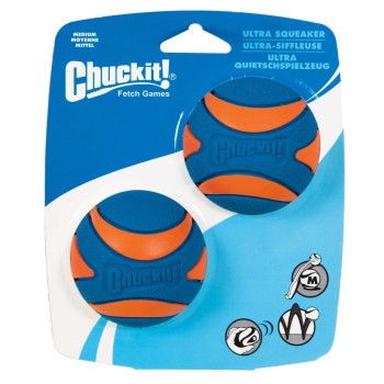 Ultra Squeaker Ball M (2-pak) Hundelegetøj Chuckit!