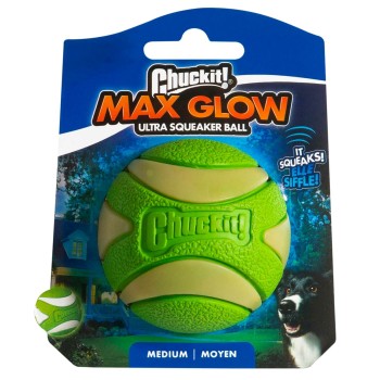 Max Glow Ultra Squeaker Ball M Hundelegetøj Chuckit!
