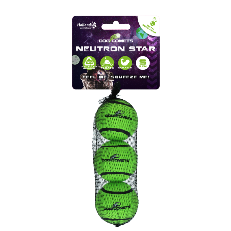 Dog Comets Neutron Star Tennisbold Med Pibelyd S Grøn (3-pak) Dog Comets Neutron Star Tennisbold Med Pibelyd S Grøn (3-pak)