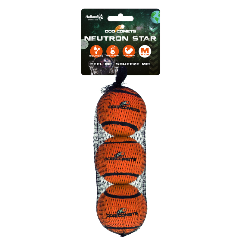 Dog Comets Neutron Star Tennisbold med Pibelyd M Orange (3-pak) Dog Comets Neutron Star Tennisbold med Pibelyd M Orange (3-pak)