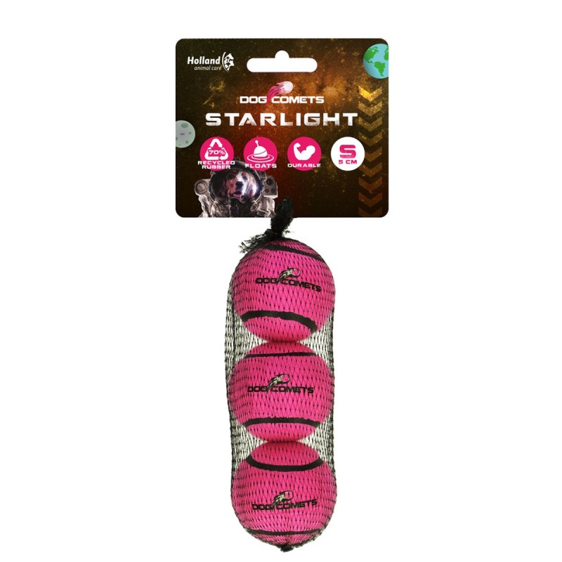 Starlight Tennisbold S Pink (3-pak) hundelegetøj Comets