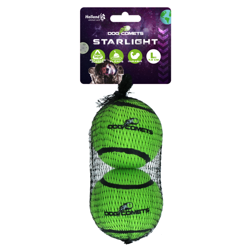 Dog Comets Starlight Tennisbold L Grøn (2-pak) Dog Comets Starlight Tennisbold L Grøn (2-pak)