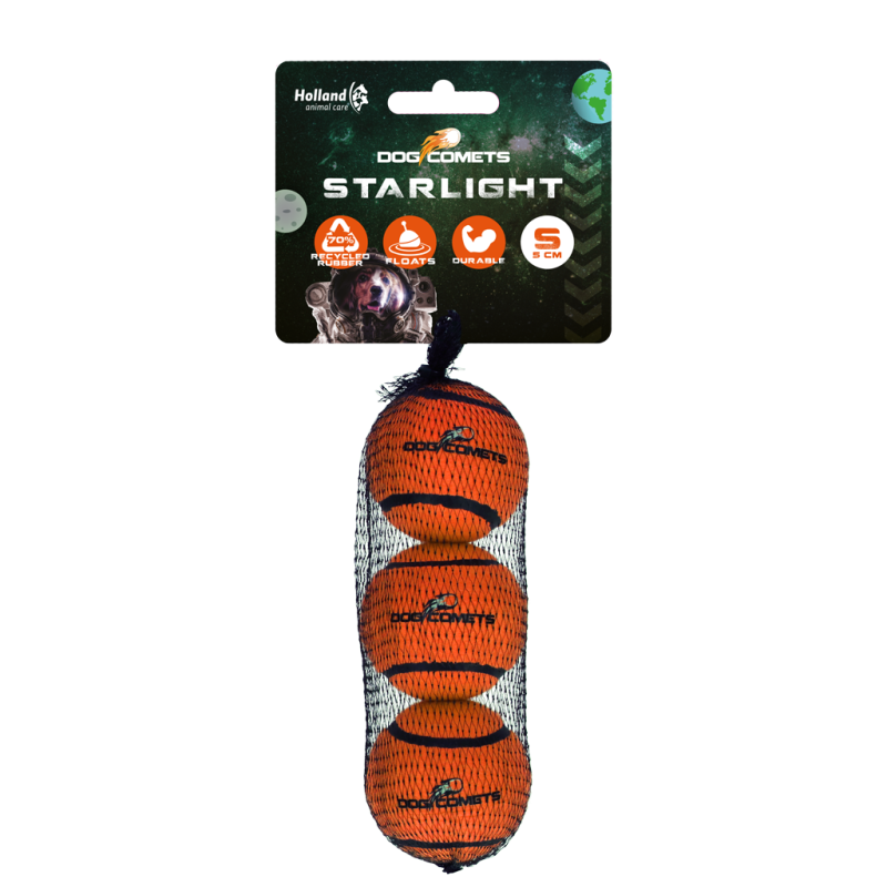 Dog Comets Starlight Tennisbold S Orange (3-pak) Dog Comets Starlight Tennisbold S Orange (3-pak)
