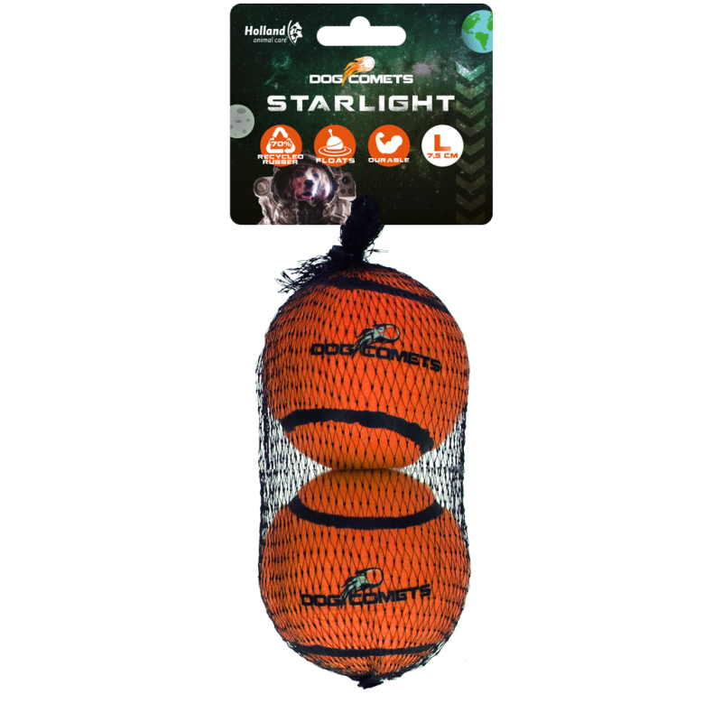 Dog Comets Starlight Tennisbold L Orange (2-pak) Dog Comets Starlight Tennisbold L Orange (2-pak)