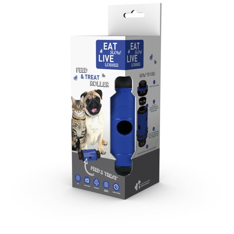 Eat Slow Live Longer Foder- og godbidsrulle Blå S Eat Slow Live Longer Foder- og godbidsrulle Blå S