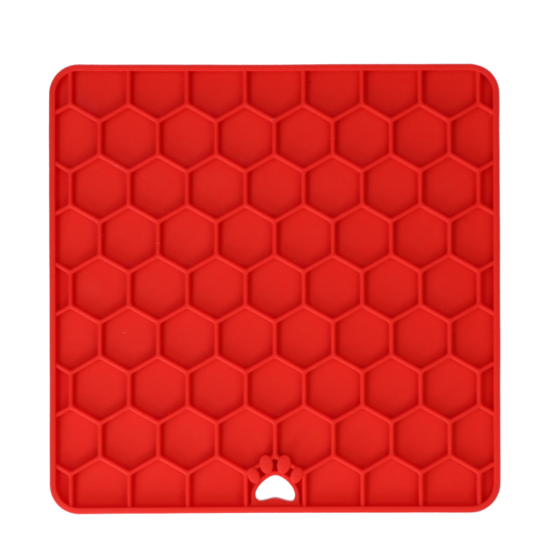 Eat Slow Live Longer Slikkemåtte Honeycomb Rød Eat Slow Live Longer Slikkemåtte Honeycomb Rød