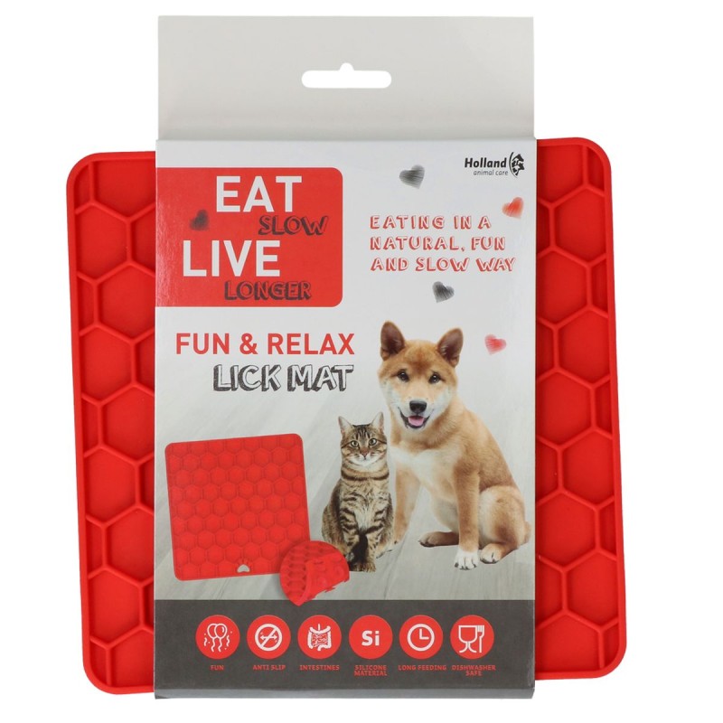 Slikkemåtte Honeycomb Rød Eat Slow Live Longer