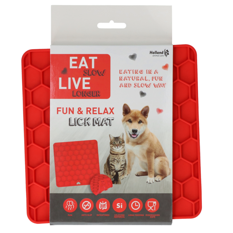 Eat Slow Live Longer Slikkemåtte Honeycomb Rød Eat Slow Live Longer Slikkemåtte Honeycomb Rød