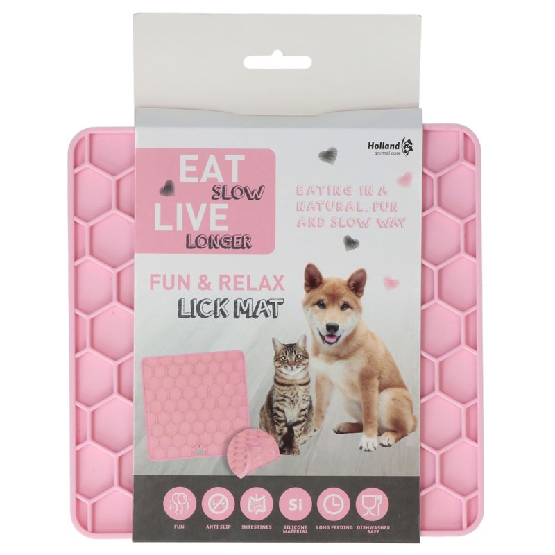 Slikkemåtte Honeycomb Pink Eat Slow Live Longer