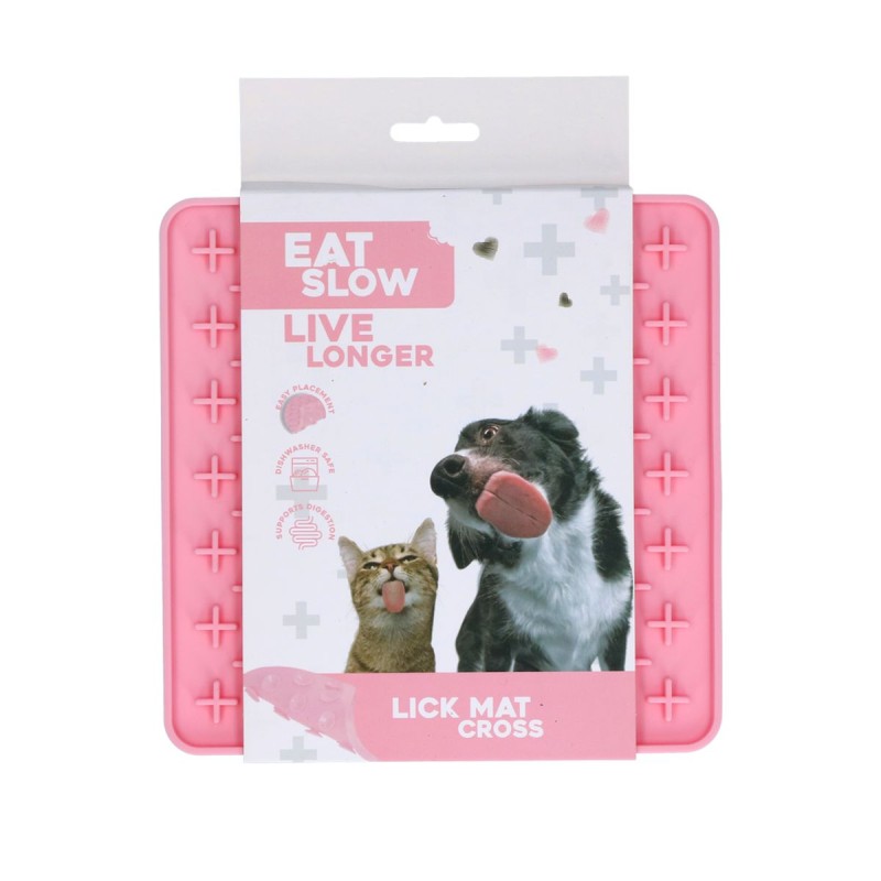 Slikkemåtte Kryds Pink Eat Slow Live Longer