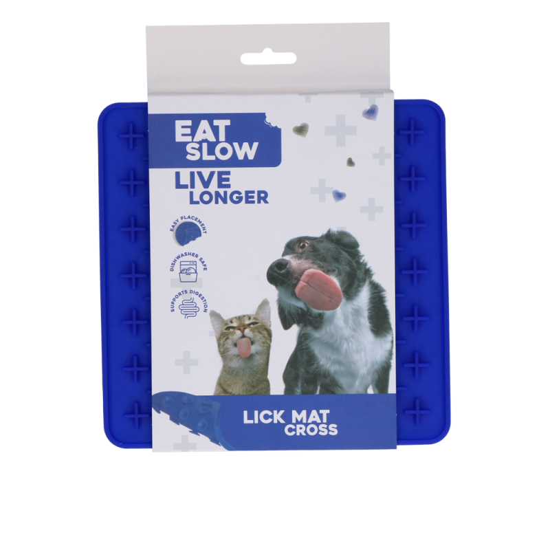 Eat Slow Live Longer Slikkemåtte Kryds Blå Eat Slow Live Longer Slikkemåtte Kryds Blå