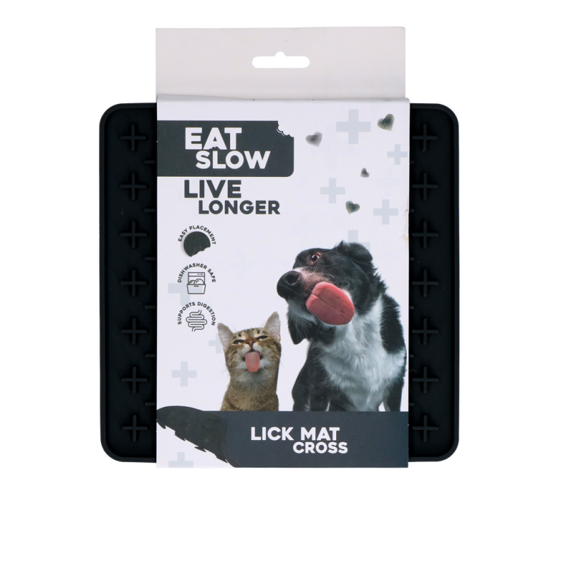 Eat Slow Live Longer Lick Mat Cross Grå Eat Slow Live Longer Lick Mat Cross Grå
