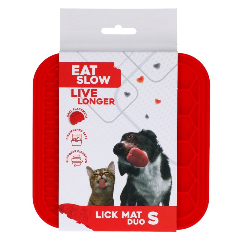 Slikkemåtte Duo S Rød Eat Slow Live Longer