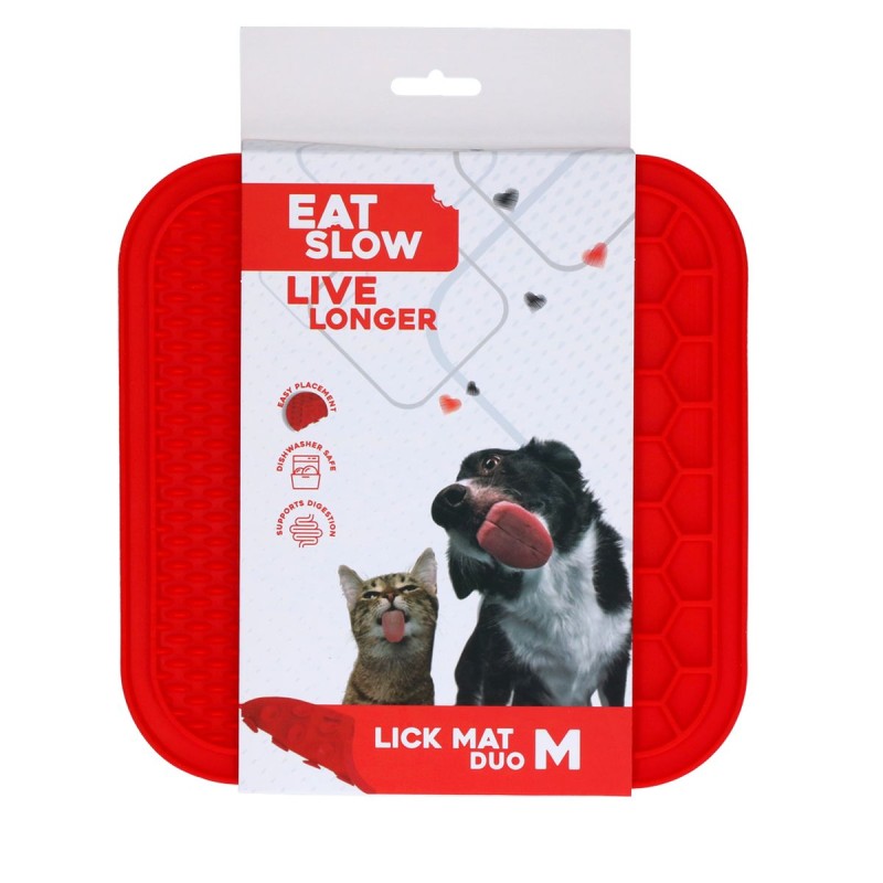Slikkemåtte Duo M Rød Eat Slow Live Longer
