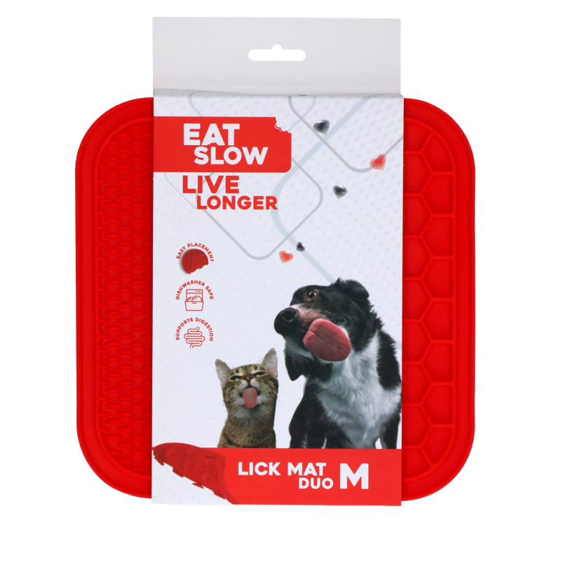 Eat Slow Live Longer Slikkemåtte Duo M Rød Eat Slow Live Longer Slikkemåtte Duo M Rød