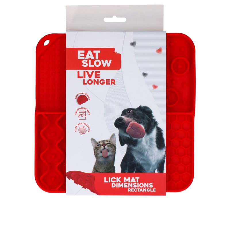Slikkemåtte Dimensioner Rektangel Rød Eat Slow Live Longer Slikkemåtte Dimensioner Rektangel Rød Eat Slow Live Longer