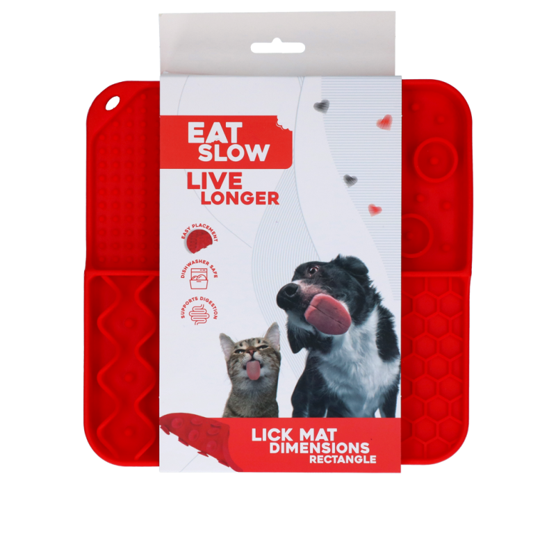 Eat Slow Live Longer Slikkemåtte Dimensioner Rektangel Rød Eat Slow Live Longer Slikkemåtte Dimensioner Rektangel Rød