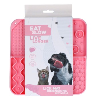 Slikkemåtte Dimensioner Rektangel Pink Eat Slow Live Longer