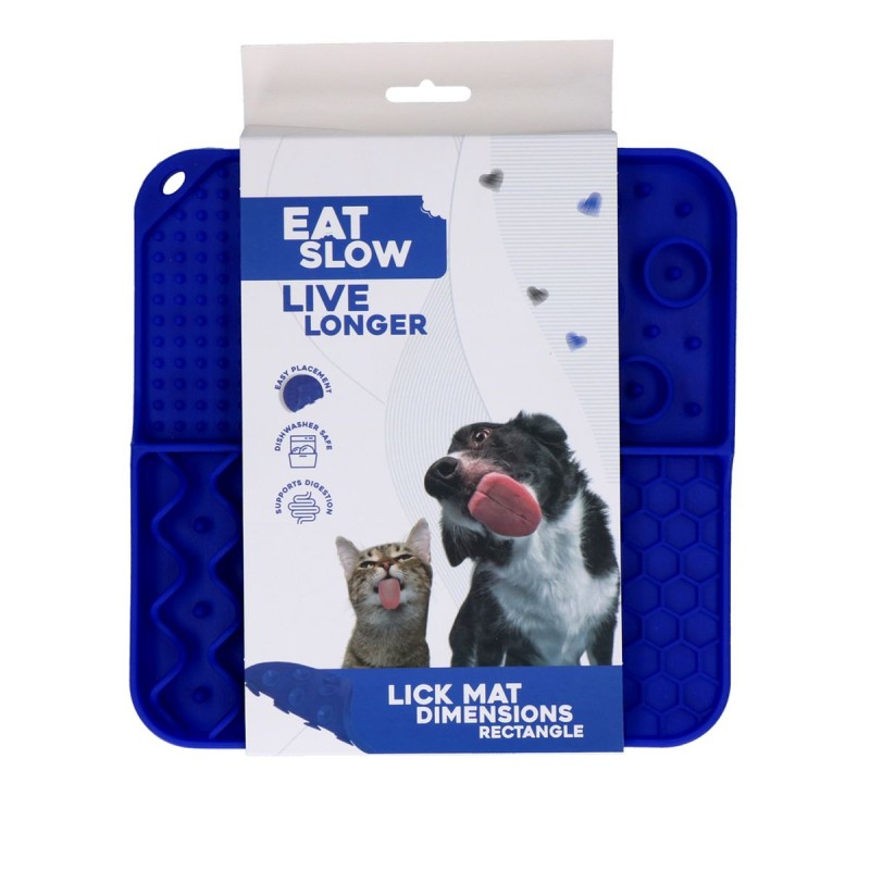 Slikkemåtte Dimensioner Rektangel Blå Eat Slow Live Longer Slikkemåtte Dimensioner Rektangel Blå Eat Slow Live Longer