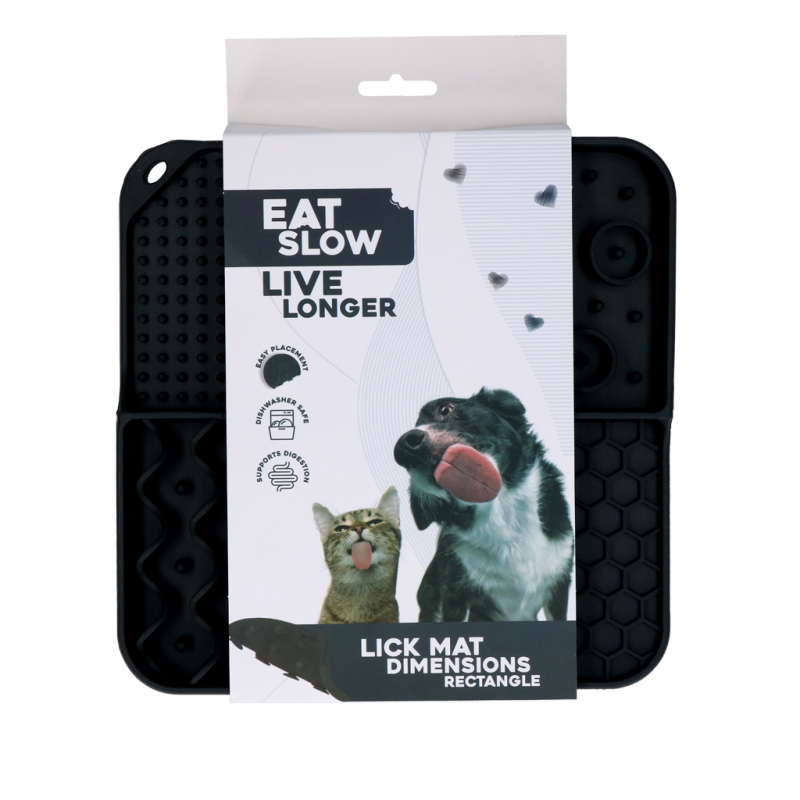 Eat Slow Live Longer Slikkemåtte Mål Rektangel Grå Eat Slow Live Longer Slikkemåtte Mål Rektangel Grå