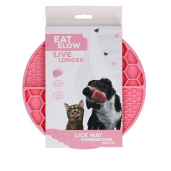 Slikkemåtte Dimensioner Cirkel Pink Eat Slow Live Longer