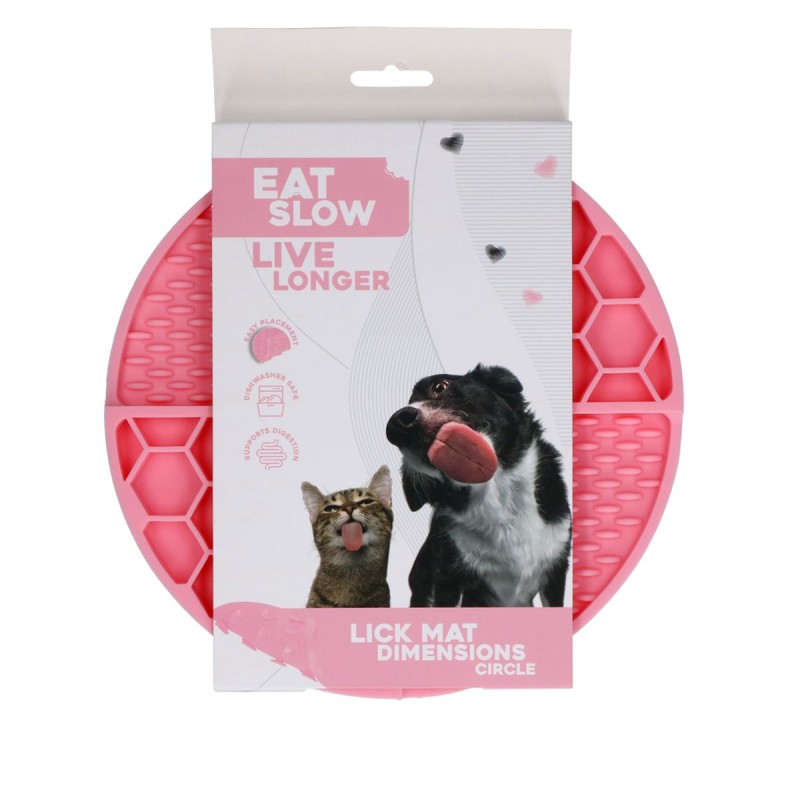Slikkemåtte Dimensioner Cirkel Pink Eat Slow Live Longer Slikkemåtte Dimensioner Cirkel Pink Eat Slow Live Longer