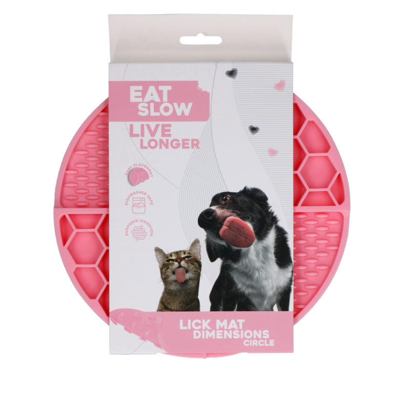 Eat Slow Live Longer Slikkemåtte Dimensioner Cirkel Pink Eat Slow Live Longer Slikkemåtte Dimensioner Cirkel Pink