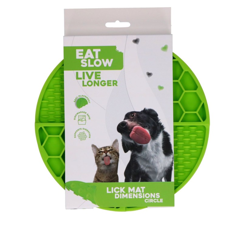 Slikkemåtte Dimensioner Circle Green Eat Slow Live Longer