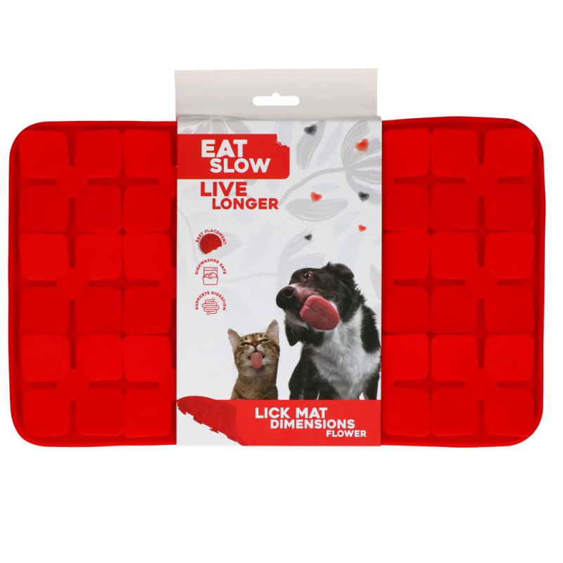 Eat Slow Live Longer Slikkemåtte Dimensioner Blomst Rød Eat Slow Live Longer Slikkemåtte Dimensioner Blomst Rød