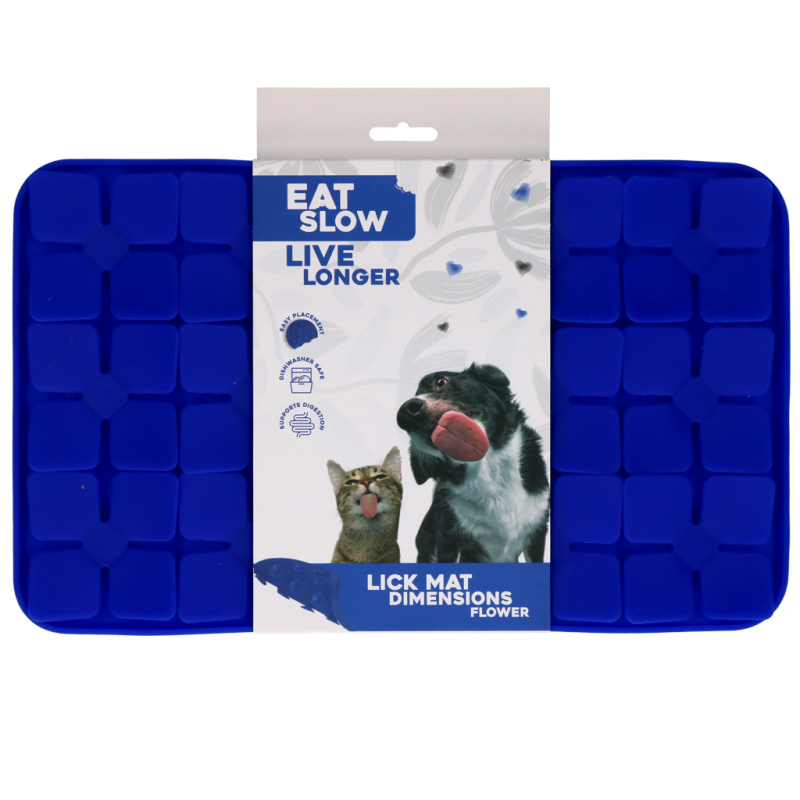 Eat Slow Live Longer Slikkemåtte Dimensioner Blomst Blå Eat Slow Live Longer Slikkemåtte Dimensioner Blomst Blå
