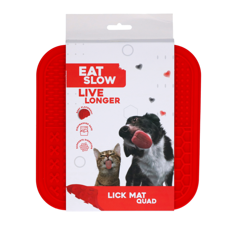 Eat Slow Live Longer Slikkemåtte Quad Rød Eat Slow Live Longer Slikkemåtte Quad Rød