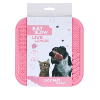 Eat Slow Live Longer Slikkemåtte Quad Pink