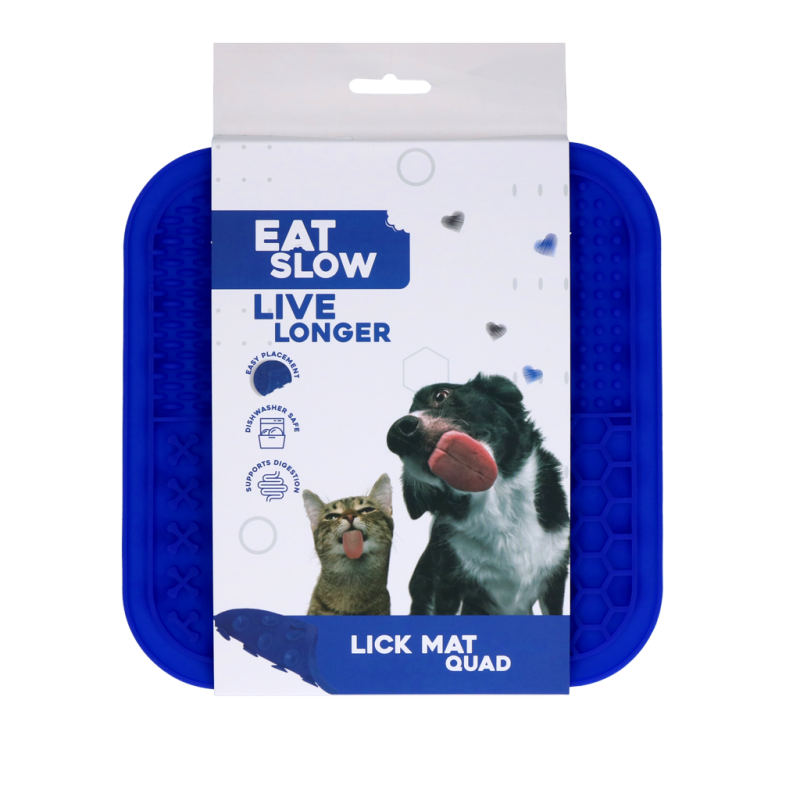 Eat Slow Live Longer Slikkemåtte Quad Blå Eat Slow Live Longer Slikkemåtte Quad Blå