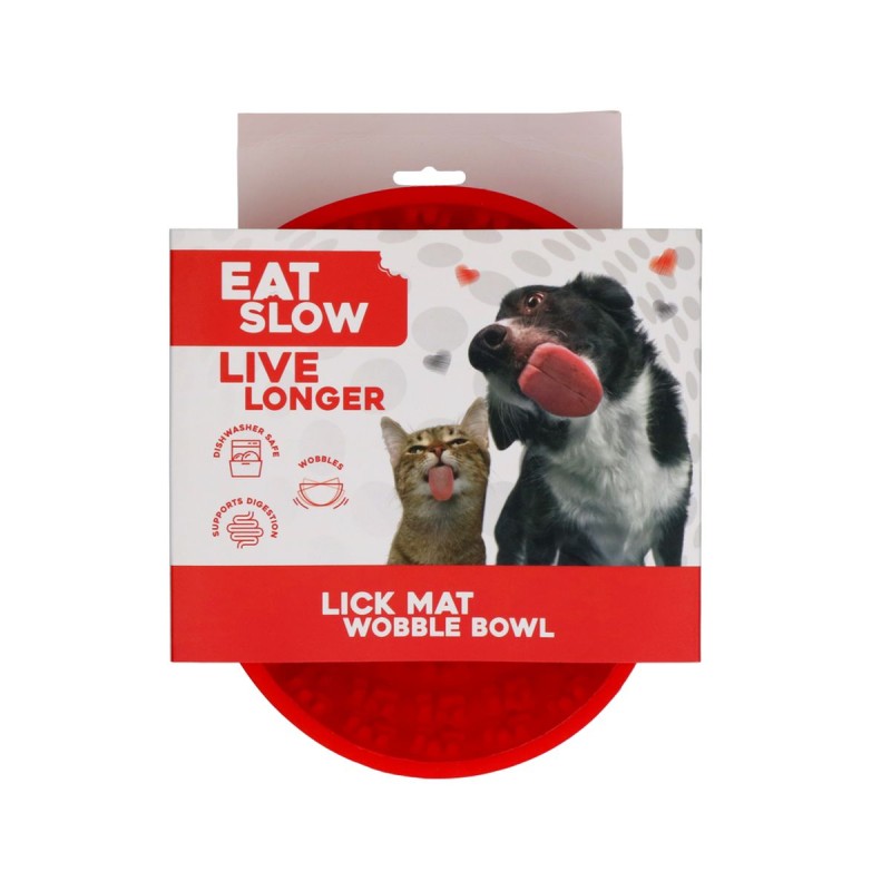 Slikkemåtte Wobble Bowl Rød Eat Slow Live Longer Slikkemåtte Wobble Bowl Rød Eat Slow Live Longer