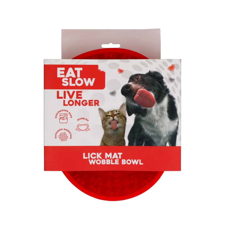 Eat Slow Live Longer Slikkemåtte Wobble Bowl Rød Eat Slow Live Longer Slikkemåtte Wobble Bowl Rød