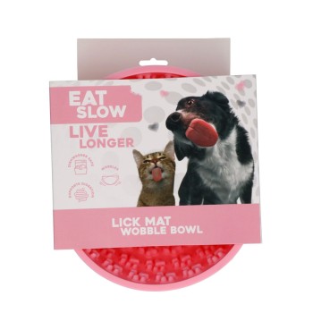Slikkemåtte Wobble Bowl Pink Eat Slow Live Longer